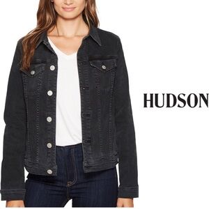 Hudson Jeans Classic Denim Jacket washed black XS NWT Western 4 Pocket button up